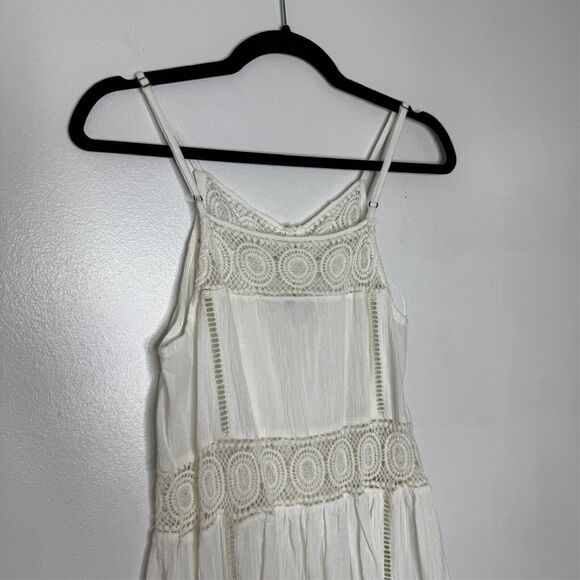 Amuse Society M White Lace Trim Maxi Dress Boho Beachy Romantic Festival - Picture 6 of 8